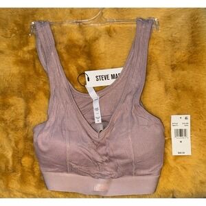 Steve Madden Ribbed Bralette Lounge Activewear Top, Bark,‎ Size M, NWT